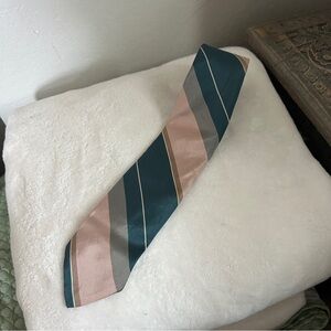 Vintage 90s Christian Dior striped white blue and pink silk tie